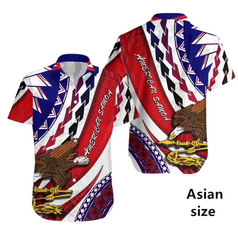 American Samoa Polynesian Men Shirts New Design 3d Printed Short Sleeves Lapel Hawaiian Blouse Women Summer Casual Button Shirts