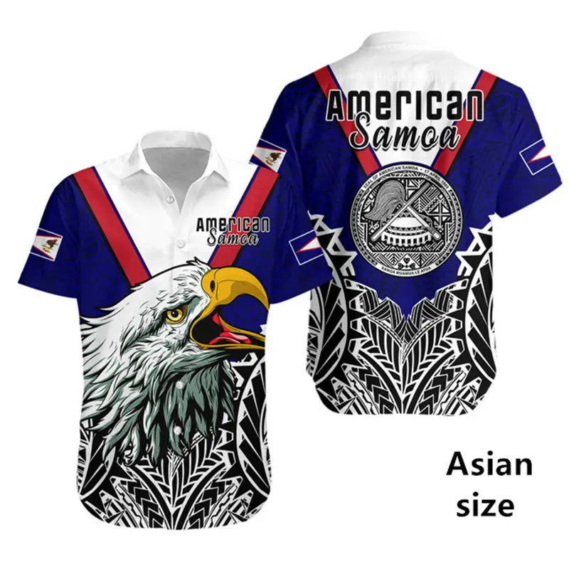 American Samoa Polynesian Men Shirts New Design 3d Printed Short Sleeves Lapel Hawaiian Blouse Women Summer Casual Button Shirts