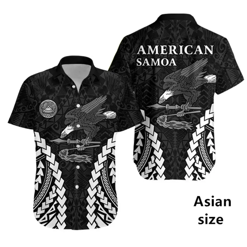 American Samoa Polynesian Men Shirts New Design 3d Printed Short Sleeves Lapel Hawaiian Blouse Women Summer Casual Button Shirts