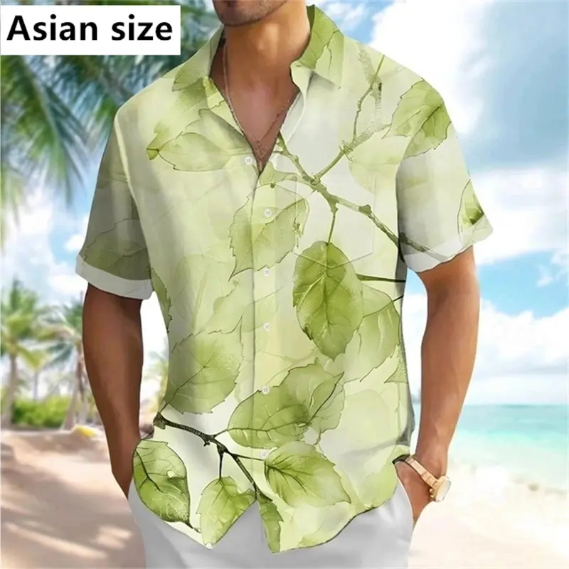 Summer Men's Shirts Fashion 3D Printed Tropical Flowers Printed Short Sleeve Tops Casual Shirts Hawaiian Shirt New Women Bouse