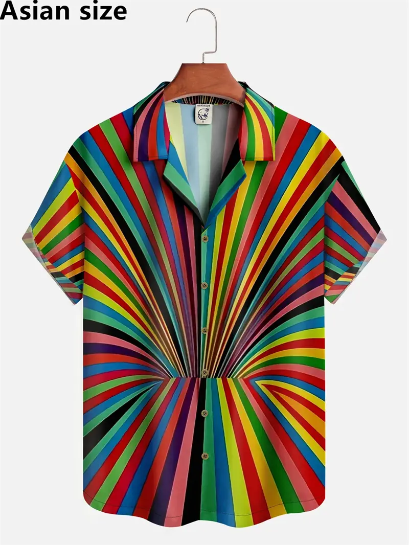 Men Rainbow Printed Shirt 3D Printed Summer Fashion Short Sleeve Shirt LGBT Unisex Top Casual Oversized Blouse Dropshippping