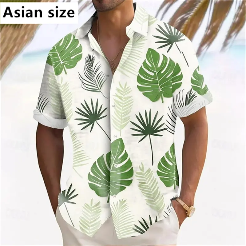 Summer Men's Shirts Fashion 3D Printed Tropical Flowers Printed Short Sleeve Tops Casual Shirts Hawaiian Shirt New Women Bouse