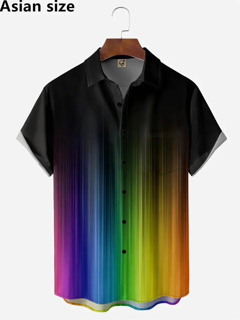 Men Rainbow Printed Shirt 3D Printed Summer Fashion Short Sleeve Shirt LGBT Unisex Top Casual Oversized Blouse Dropshippping