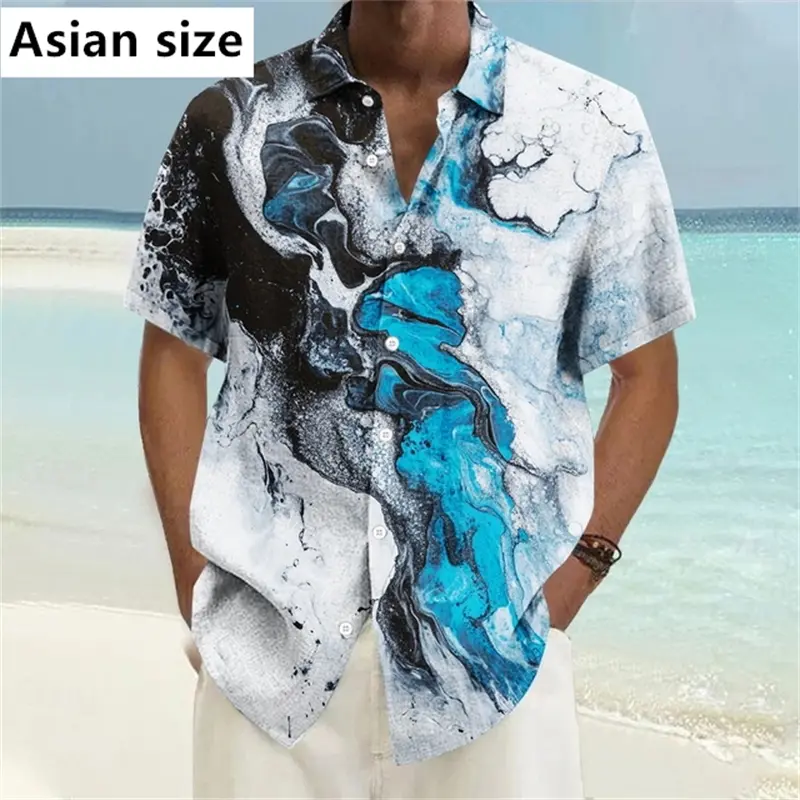 Summer Men's Shirts Fashion 3D Printed Tropical Flowers Printed Short Sleeve Tops Casual Shirts Hawaiian Shirt New Women Bouse