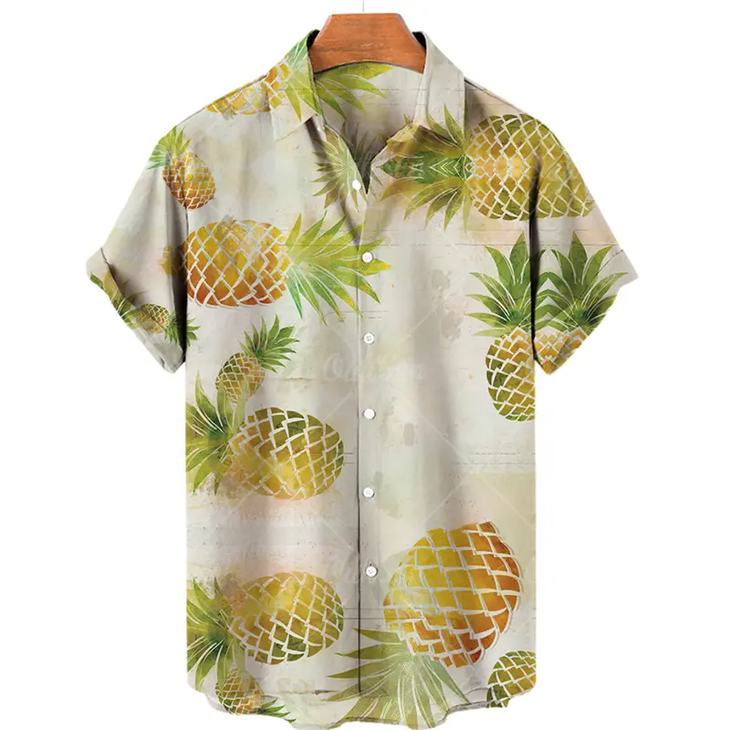 Fruit Watermalon 3d Printing Men's Short Sleeve Shirt Vintage Male Casual Tops Summer Clothing Graphic Lapel Shirt Blouse