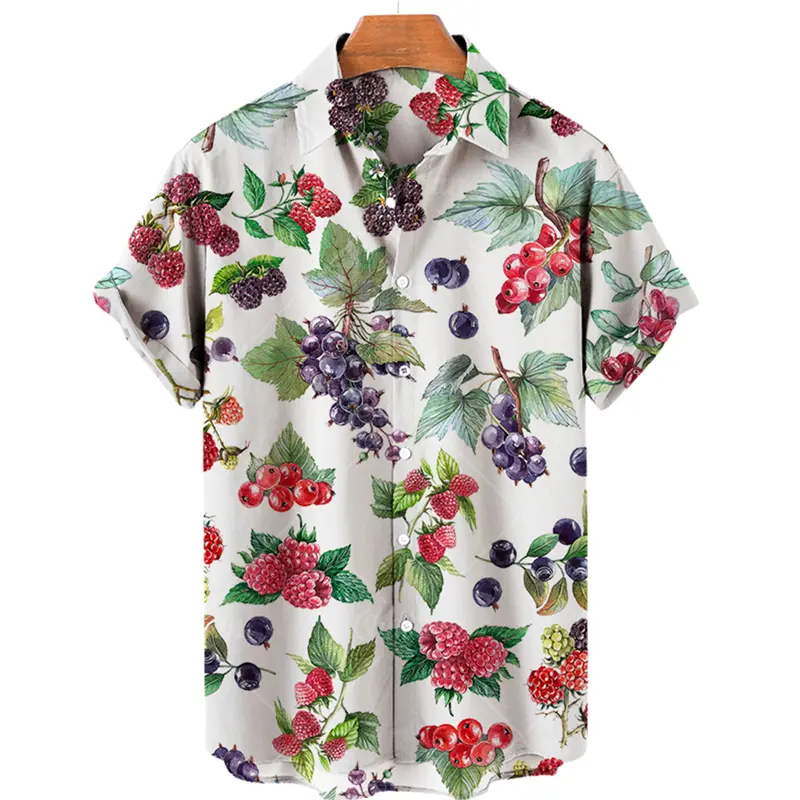 Fruit Watermalon 3d Printing Men's Short Sleeve Shirt Vintage Male Casual Tops Summer Clothing Graphic Lapel Shirt Blouse