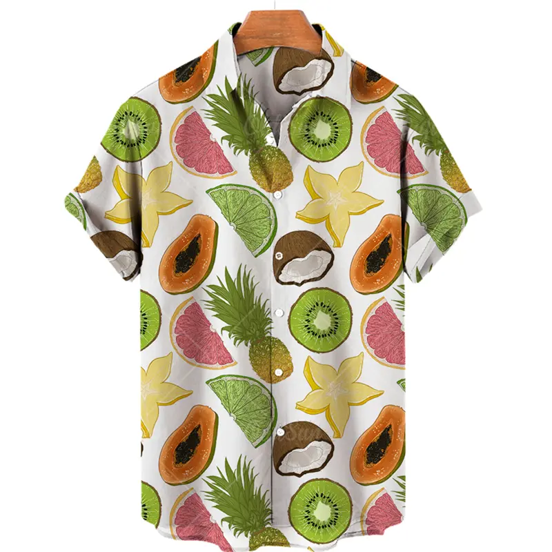 Fruit Watermalon 3d Printing Men's Short Sleeve Shirt Vintage Male Casual Tops Summer Clothing Graphic Lapel Shirt Blouse