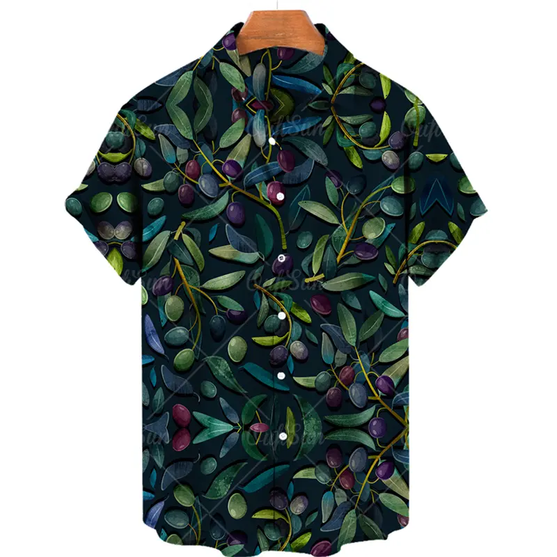 Fruit Watermalon 3d Printing Men's Short Sleeve Shirt Vintage Male Casual Tops Summer Clothing Graphic Lapel Shirt Blouse