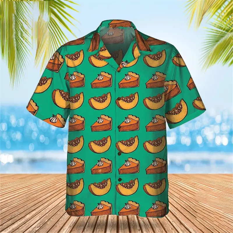 Vintage Pumpkin 3D Graphic Shirts Men Hawaii Shirt Women Party Pretty Tops Mens High Fashion Clothing Thanksgiving Perfect Gift