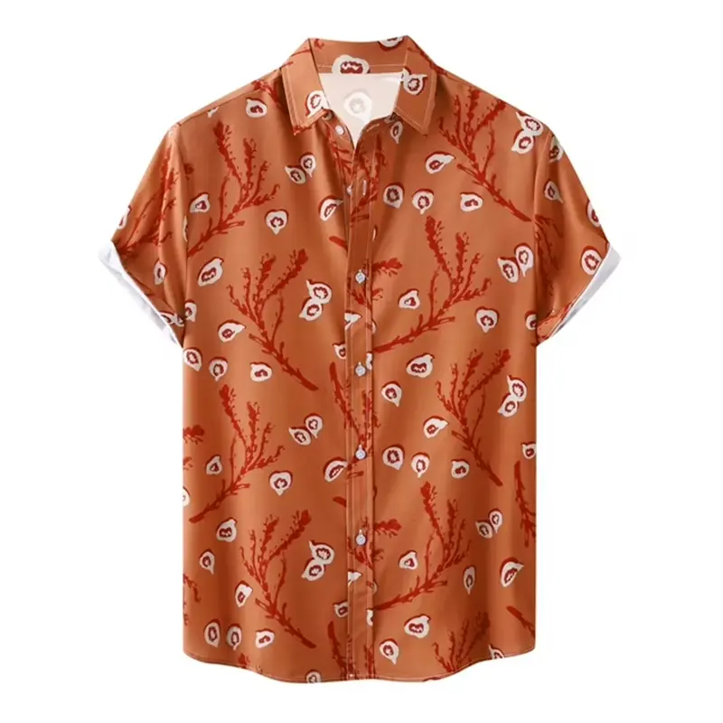 Fashion Abstract Plants 3d Print Hawaiian Shirt Men Women Summer Short Sleeves Tops Beach Street Lapel Blouse Y2k Male Clothes