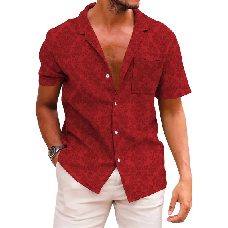 Hawaiian Shirt Men's 3d Print Shirts Harajuku Stripe Print Loose Fashion Casual Short Sleeve Button Beach Summer Men Clothing