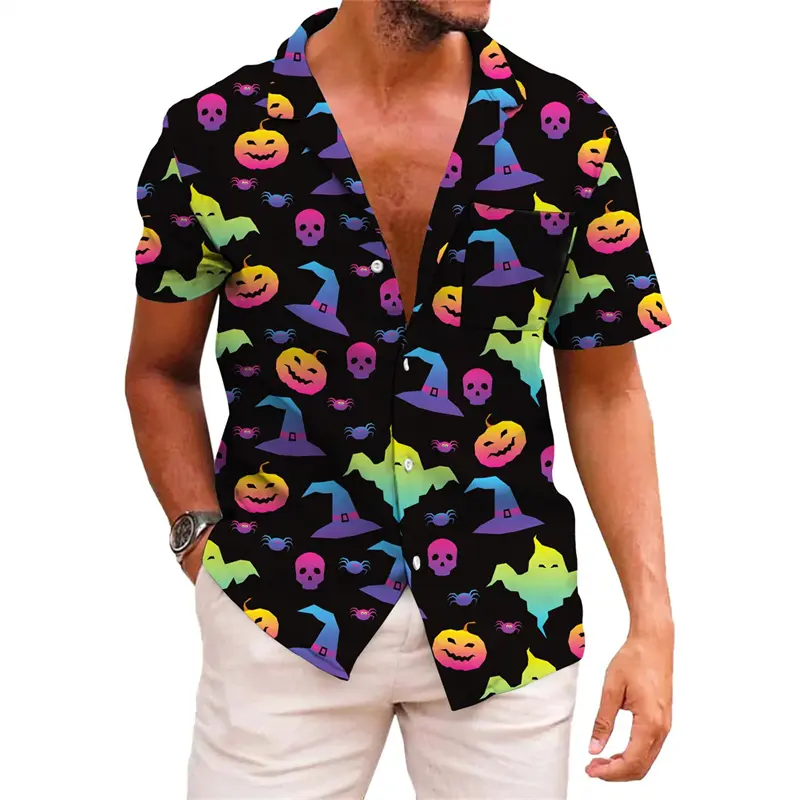 Hawaiian Shirt Men's 3d Print Shirts Harajuku Stripe Print Loose Fashion Casual Short Sleeve Button Beach Summer Men Clothing