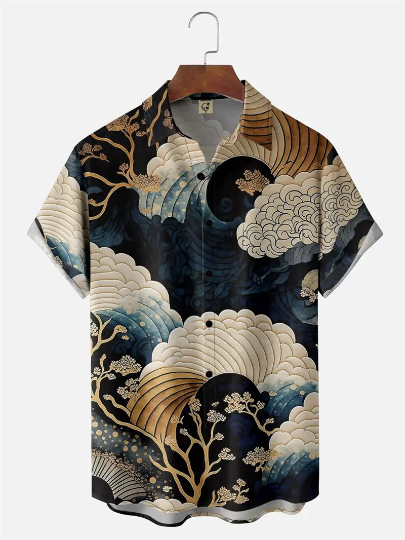 Cherry Blossom Graphic Hawaiian Shirt Men Women 3D Print Aloha Shirts Summer Women Blouses Lapel Short Sleeves Japanese Style