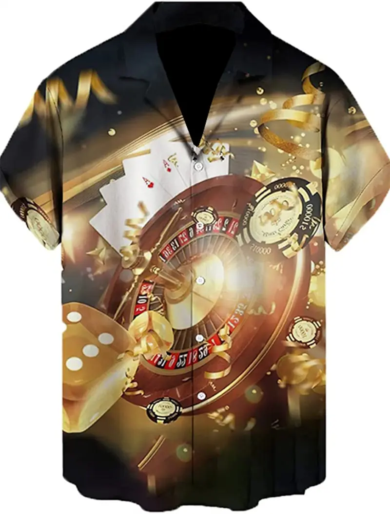 2024 New Men's 3D Shirts Playing Card Printed Fun Shirts Street Men's Summer Short Sleeved Clothing Men's Outdoor Clothing Tops