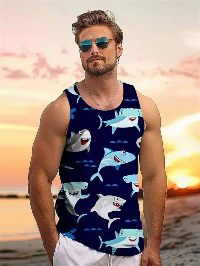 Tropical Coconut Tree 3D Print Male Clothes Hawaiian Vacation Beach Party Comfortabl Men's Vest Summer Casual Sleeveless T-shirt