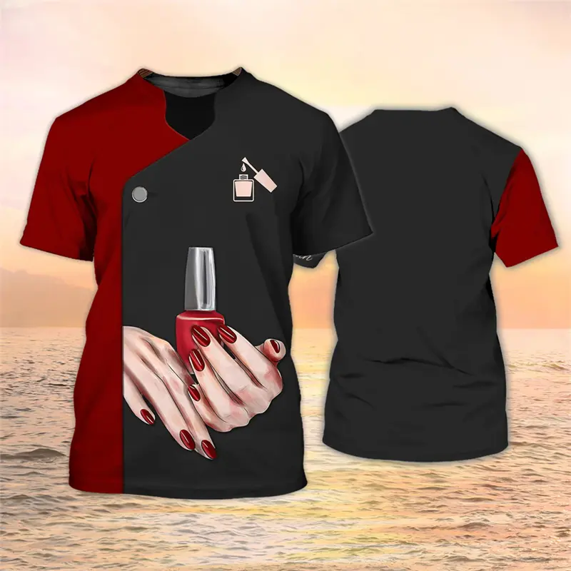 New Fashion Nail Artist Women's T Shirt Girls Funny Cosplay Custom Short Sleeve Tshirt Ladies Vintage 2000s Y2k Tops Pretty Tees
