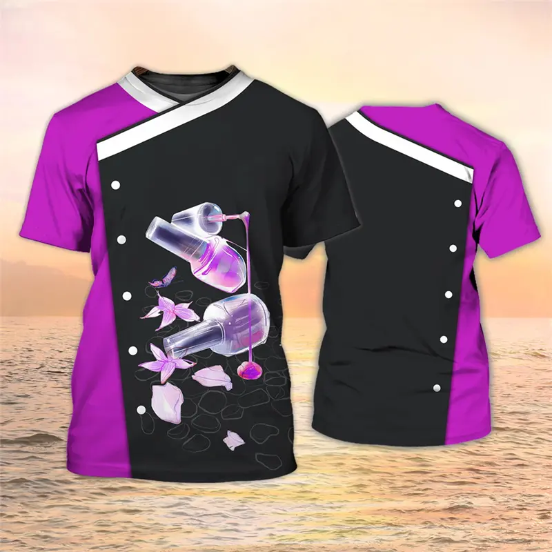 New Fashion Nail Artist Women's T Shirt Girls Funny Cosplay Custom Short Sleeve Tshirt Ladies Vintage 2000s Y2k Tops Pretty Tees