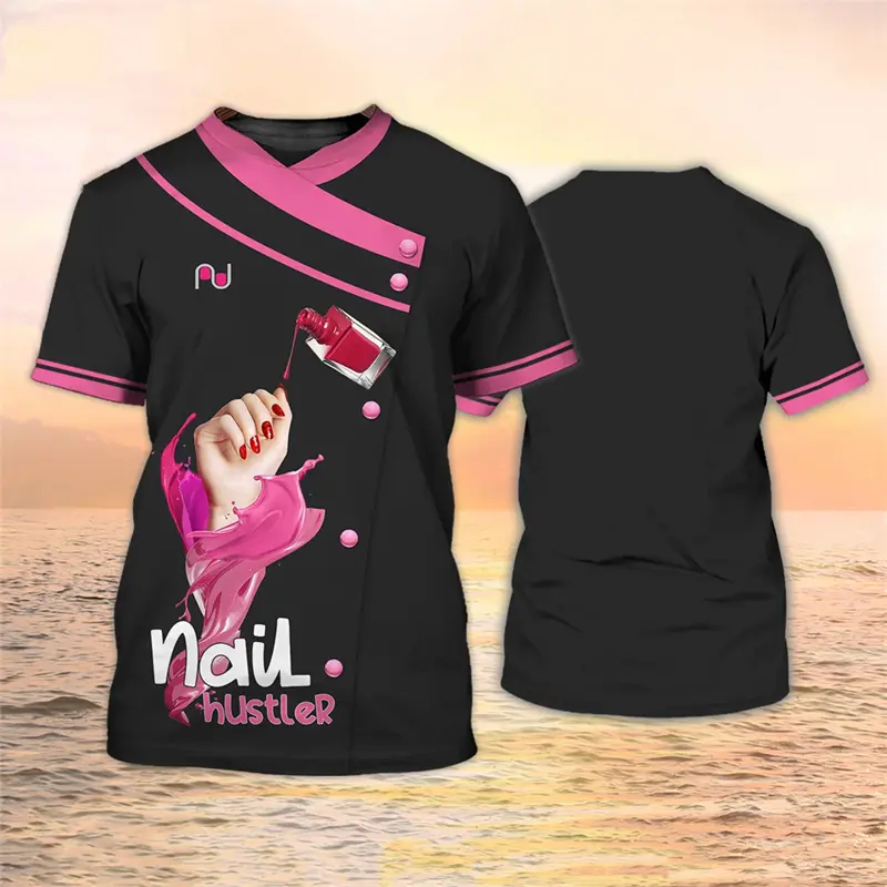 New Fashion Nail Artist Women's T Shirt Girls Funny Cosplay Custom Short Sleeve Tshirt Ladies Vintage 2000s Y2k Tops Pretty Tees