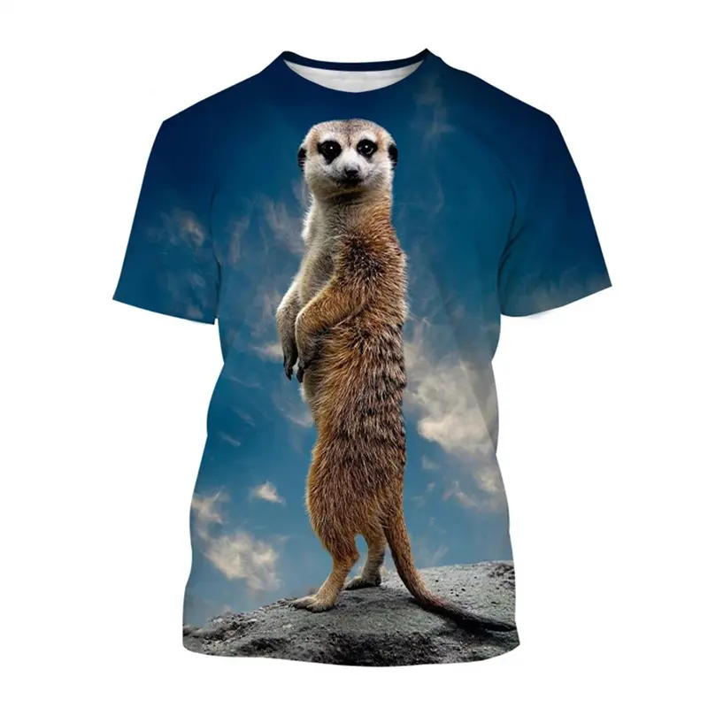 Summer Novelty Men T-shirt Funny Meerkat 3D Mens Graphic Tshirts Women Harajuku Cute Animal Print Tee Tops Kids Street T Shirt