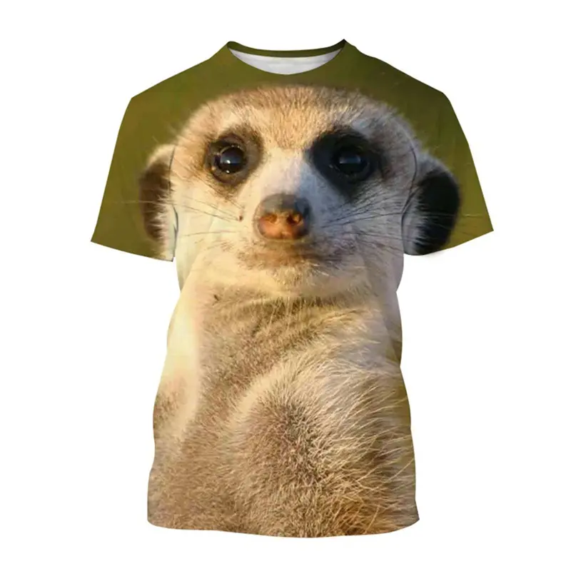 Summer Novelty Men T-shirt Funny Meerkat 3D Mens Graphic Tshirts Women Harajuku Cute Animal Print Tee Tops Kids Street T Shirt