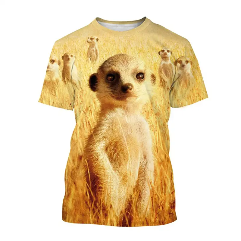 Summer Novelty Men T-shirt Funny Meerkat 3D Mens Graphic Tshirts Women Harajuku Cute Animal Print Tee Tops Kids Street T Shirt