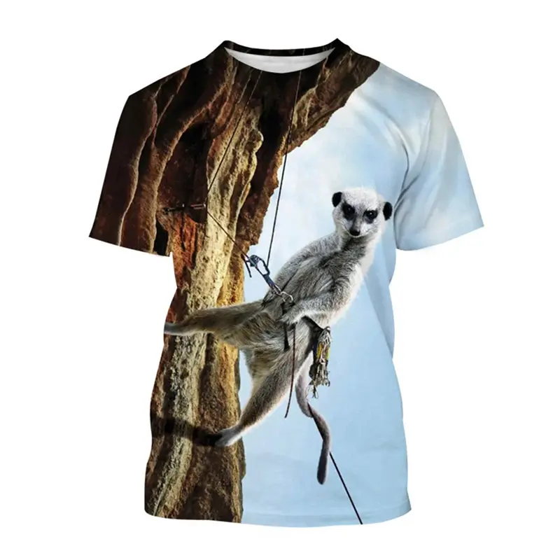 Summer Novelty Men T-shirt Funny Meerkat 3D Mens Graphic Tshirts Women Harajuku Cute Animal Print Tee Tops Kids Street T Shirt