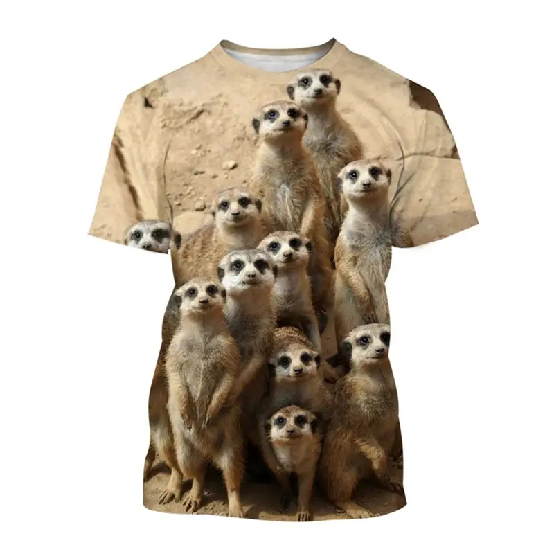 Summer Novelty Men T-shirt Funny Meerkat 3D Mens Graphic Tshirts Women Harajuku Cute Animal Print Tee Tops Kids Street T Shirt