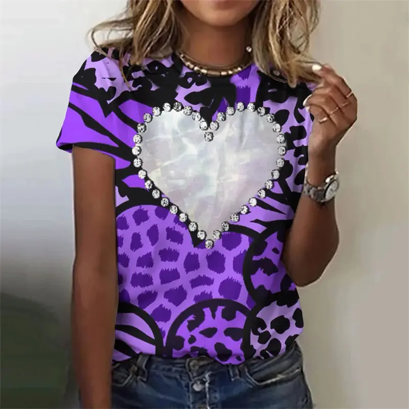 Women 3D Love Heart Printing Tshirt Cheap Clothes For Woman Street Casual Fashion Female T-shirt Clothing Harajuku Tee Tops
