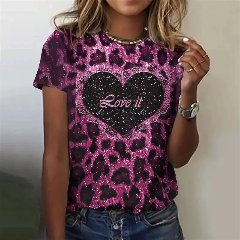 Women 3D Love Heart Printing Tshirt Cheap Clothes For Woman Street Casual Fashion Female T-shirt Clothing Harajuku Tee Tops