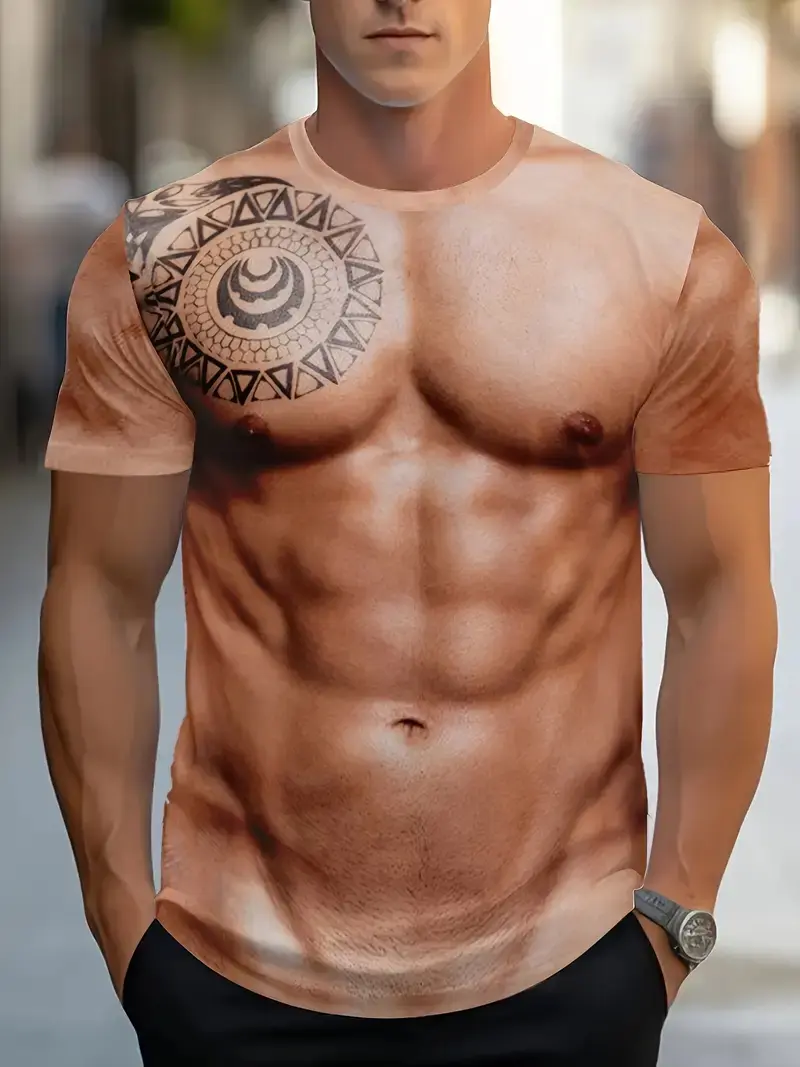 3D Printed Funny Fake Muscle T-Shirt Men Casual Fashion Casual Sports T Shirt Women Men Streetwear Muscle Clothes Summer Tops