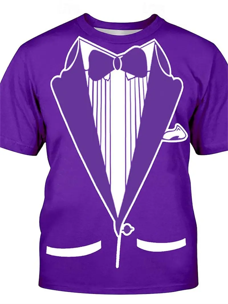 Funny Fake Suit Tuxedo Tie Graphic T-Shirts Men Women 3D Print Fashion Short Sleeve T Shirt Harajuku Y2k Tees Unisex Clothing