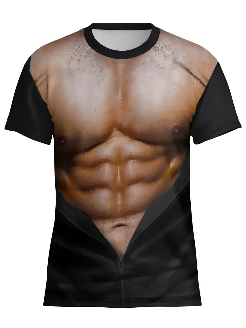 3D Printed Funny Fake Muscle T-Shirt Men Casual Fashion Casual Sports T Shirt Women Men Streetwear Muscle Clothes Summer Tops