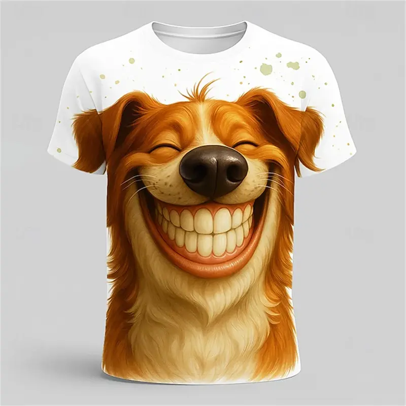 2025 Men's Animal 3D Character T Shirt Short Sleeve T Shirt 3D Print O-Neck Shirt Exaggerated Designer Street Casual Tee Tops