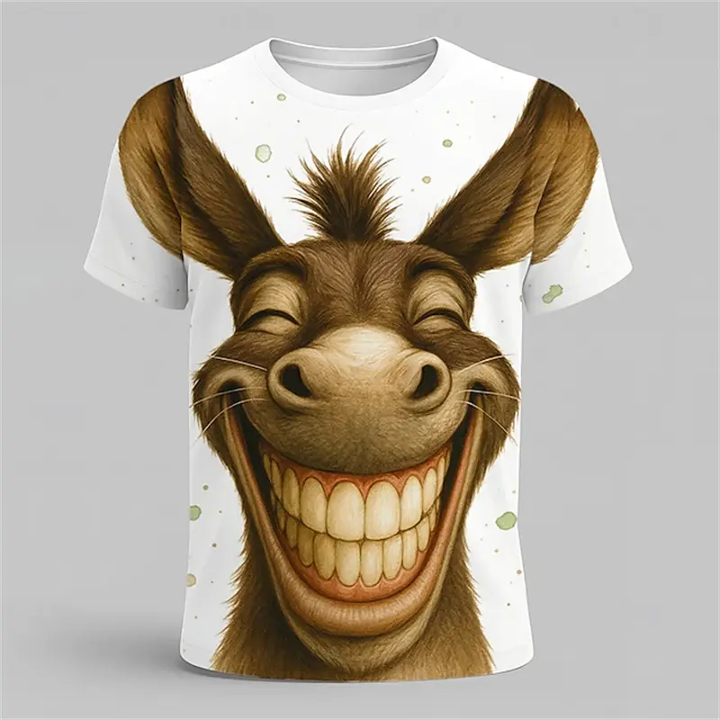 2025 Men's Animal 3D Character T Shirt Short Sleeve T Shirt 3D Print O-Neck Shirt Exaggerated Designer Street Casual Tee Tops