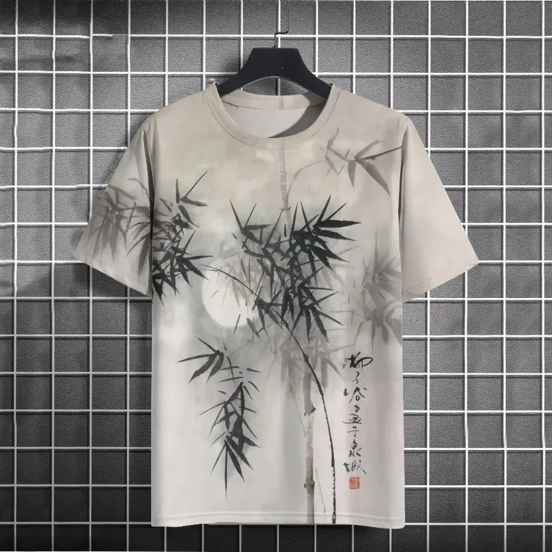 3D Print T-Shirts Chinese Style Ink Painting Pattern Men's Fashion Short Sleeve T Shirt Oversized Tees Harajuku Y2K Man Clothing