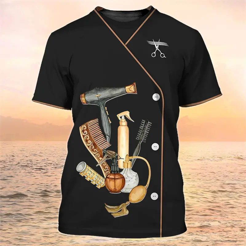2024 New Trend Cosplay Barbershop Men's T-shirt 3d Print Hip Hop Round Neck Short Sleeve Tee Tops High Quality Quick Dry T Shirt