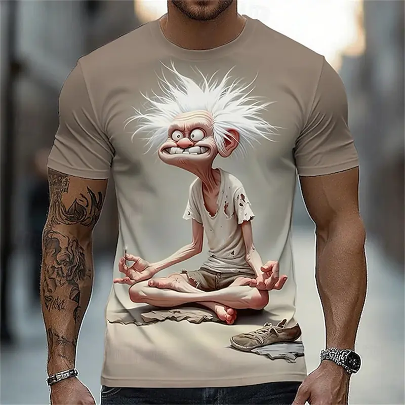 2025 Summer Funny Character Graphic Men's Y2K T Shirt Graphic Abstract Stylish Classic Short Sleeve Crew Neck Tees O Neck Tops