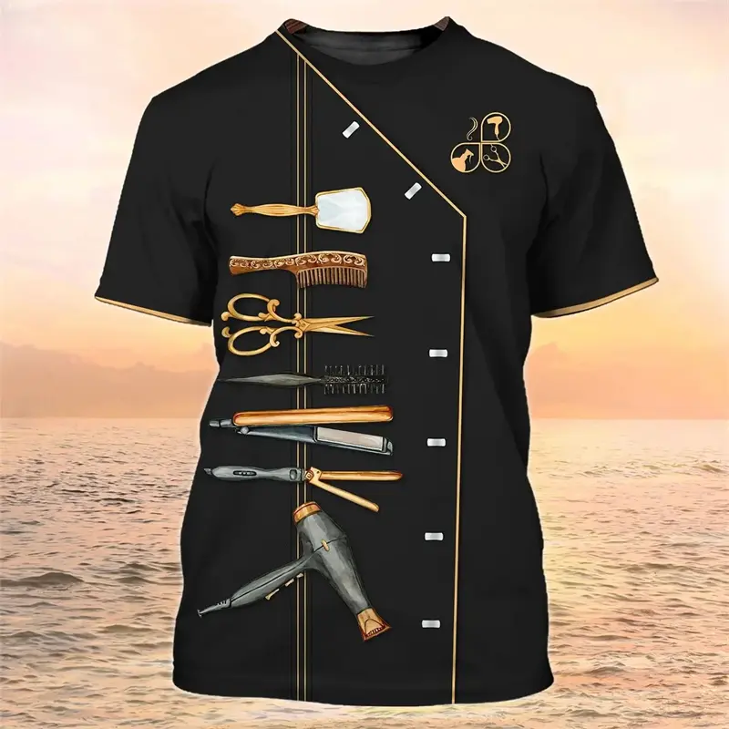 2024 New Trend Cosplay Barbershop Men's T-shirt 3d Print Hip Hop Round Neck Short Sleeve Tee Tops High Quality Quick Dry T Shirt