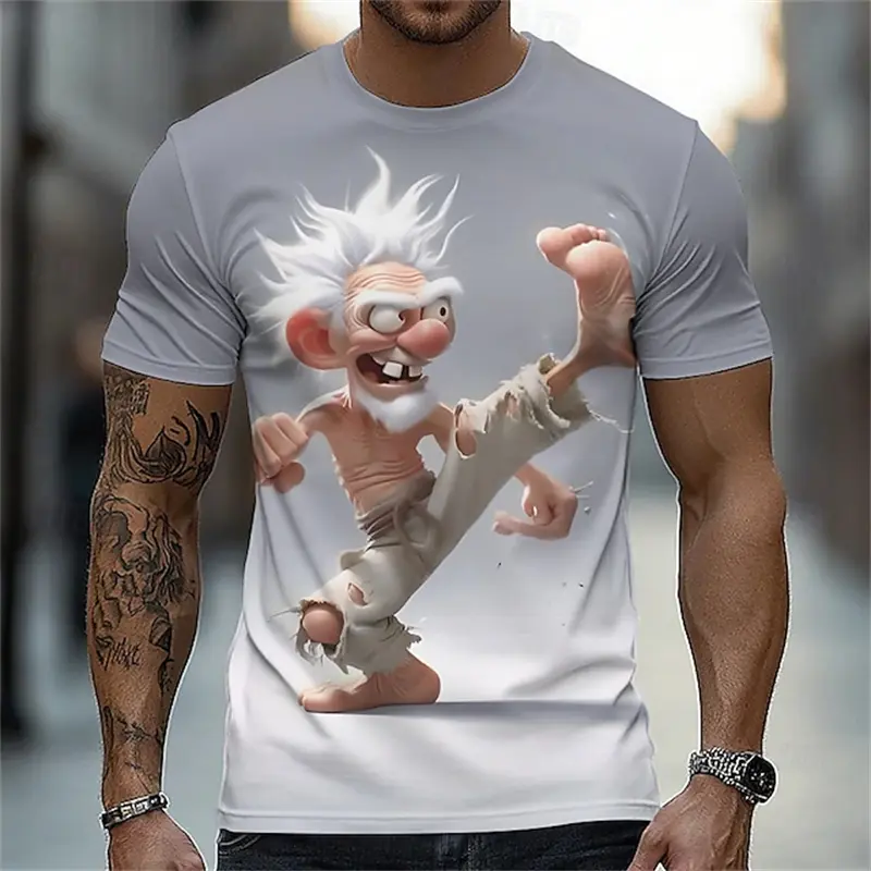 2025 Summer Funny Character Graphic Men's Y2K T Shirt Graphic Abstract Stylish Classic Short Sleeve Crew Neck Tees O Neck Tops