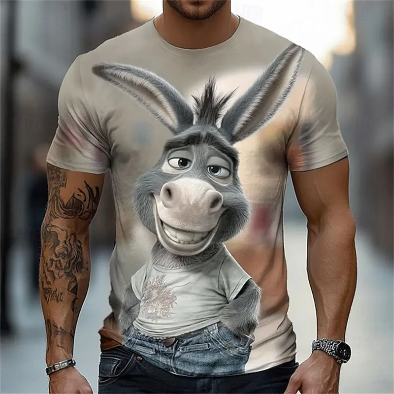 2025 Summer Funny Character Graphic Men's Y2K T Shirt Graphic Abstract Stylish Classic Short Sleeve Crew Neck Tees O Neck Tops