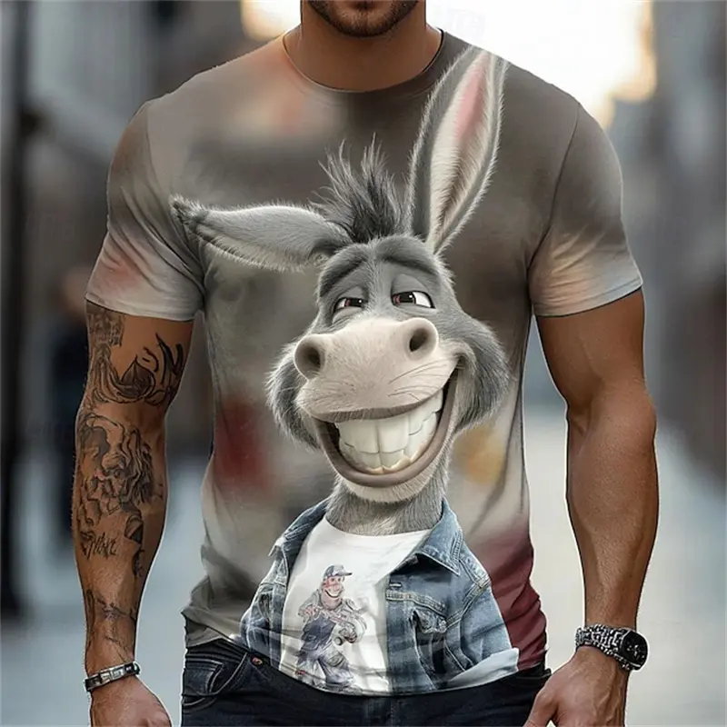 2025 Summer Funny Character Graphic Men's Y2K T Shirt Graphic Abstract Stylish Classic Short Sleeve Crew Neck Tees O Neck Tops