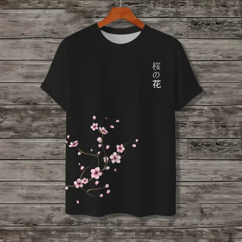 Chinese Style Plum Blossom 3D Print Men's T-Shirts Summer Casual Short Sleeve T Shirt Oversized Tees Vintage Unisex Clothing