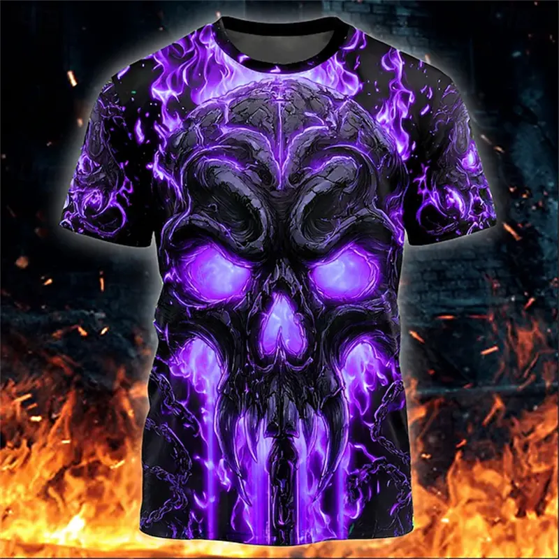 2025 Cool Horror Skull 3D Print T Shirt For Man Halloween Short Sleeve Fashion Gothic Skull T-Shirt Men's Women's Casual Tops
