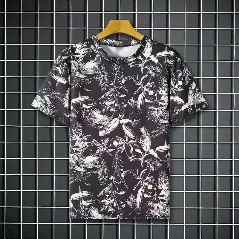 3D Print Hawaiian T Shirt Plant Flower Men Casual Round Neck Short Sleeve T-Shirts Oversized Tees Harajuku Y2K Tops Men Clothes