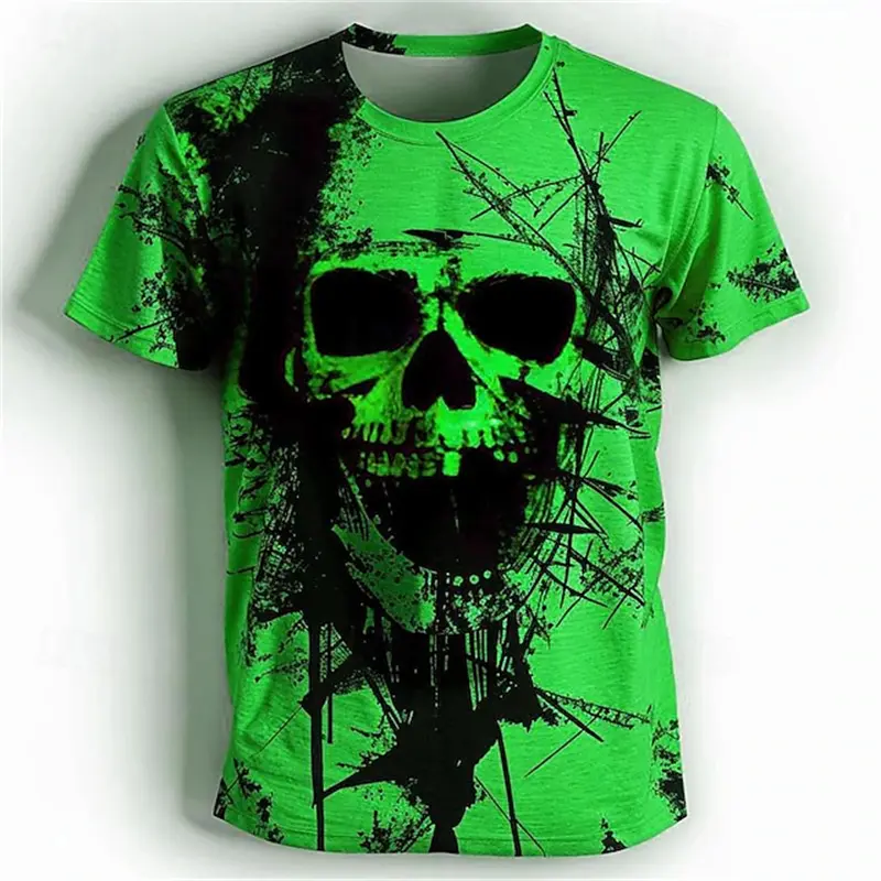 2025 Cool Horror Skull 3D Print T Shirt For Man Halloween Short Sleeve Fashion Gothic Skull T-Shirt Men's Women's Casual Tops