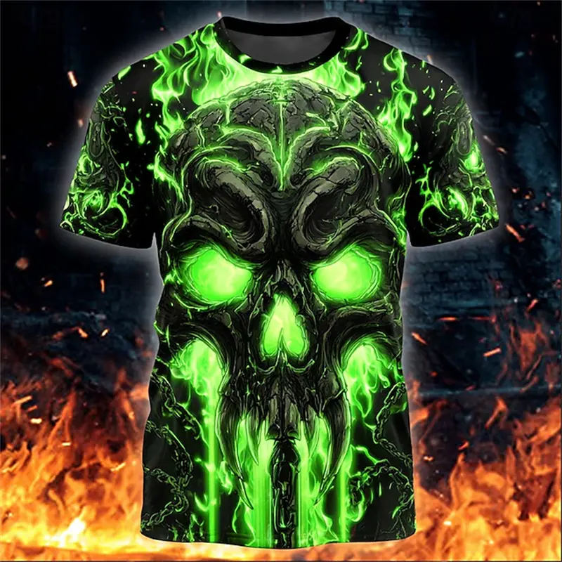 2025 Cool Horror Skull 3D Print T Shirt For Man Halloween Short Sleeve Fashion Gothic Skull T-Shirt Men's Women's Casual Tops