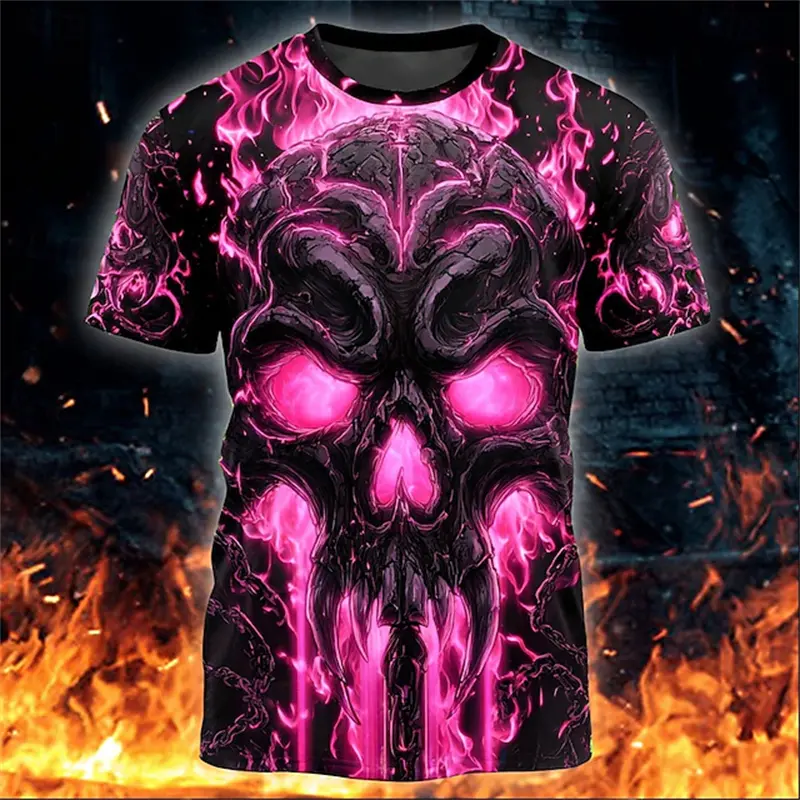 2025 Cool Horror Skull 3D Print T Shirt For Man Halloween Short Sleeve Fashion Gothic Skull T-Shirt Men's Women's Casual Tops