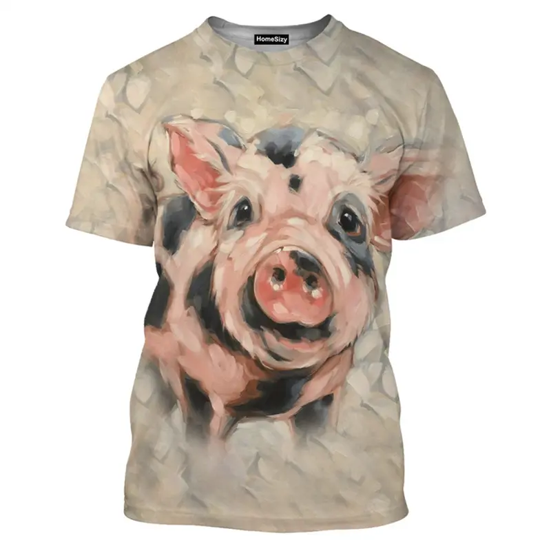 Cute Funny Pig 3D Print T-shirt For Men Women New In Fashion Casual T-shirt Summer Casual Short Sleeve Oversized Kids Clothing