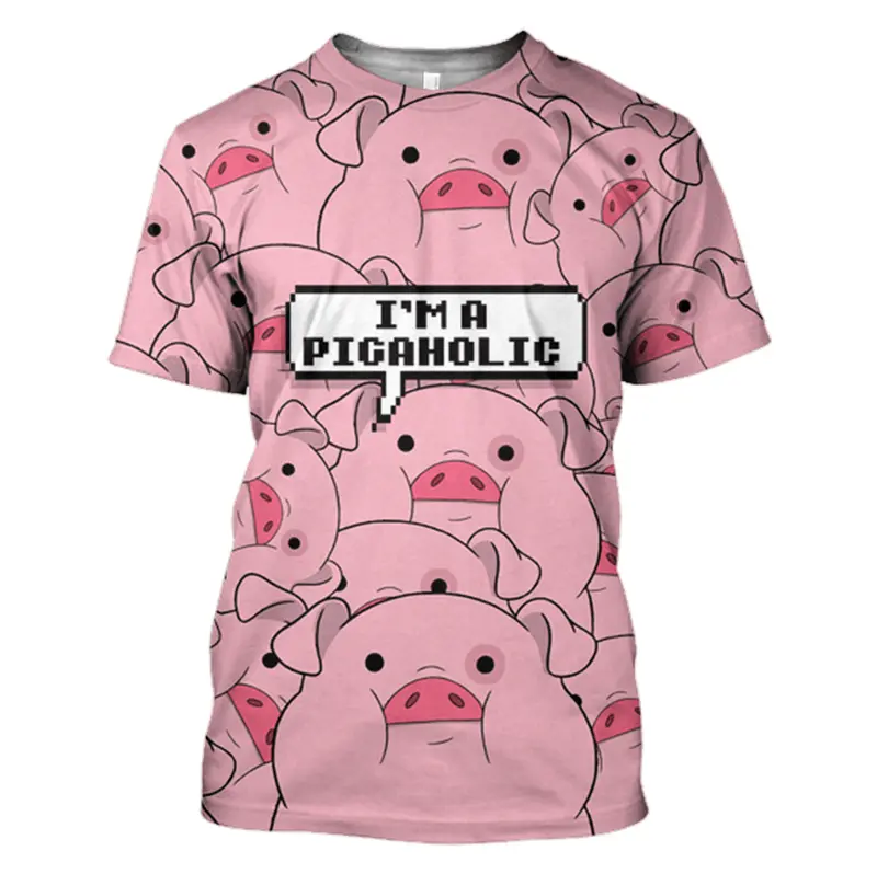 Cute Funny Pig 3D Print T-shirt For Men Women New In Fashion Casual T-shirt Summer Casual Short Sleeve Oversized Kids Clothing