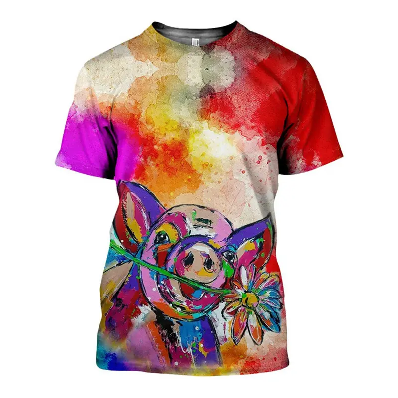 Cute Funny Pig 3D Print T-shirt For Men Women New In Fashion Casual T-shirt Summer Casual Short Sleeve Oversized Kids Clothing